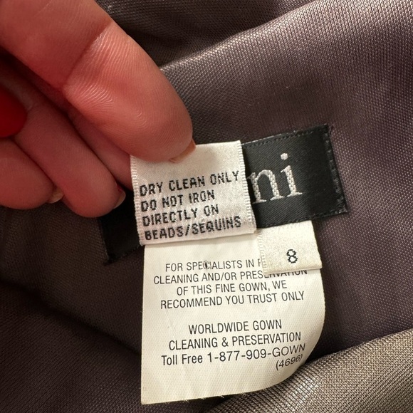 Jovani Silver Metallic Rhinestone Detail Laminated Jersey Cocktail Dress -Size 8 - Picture 10 of 10